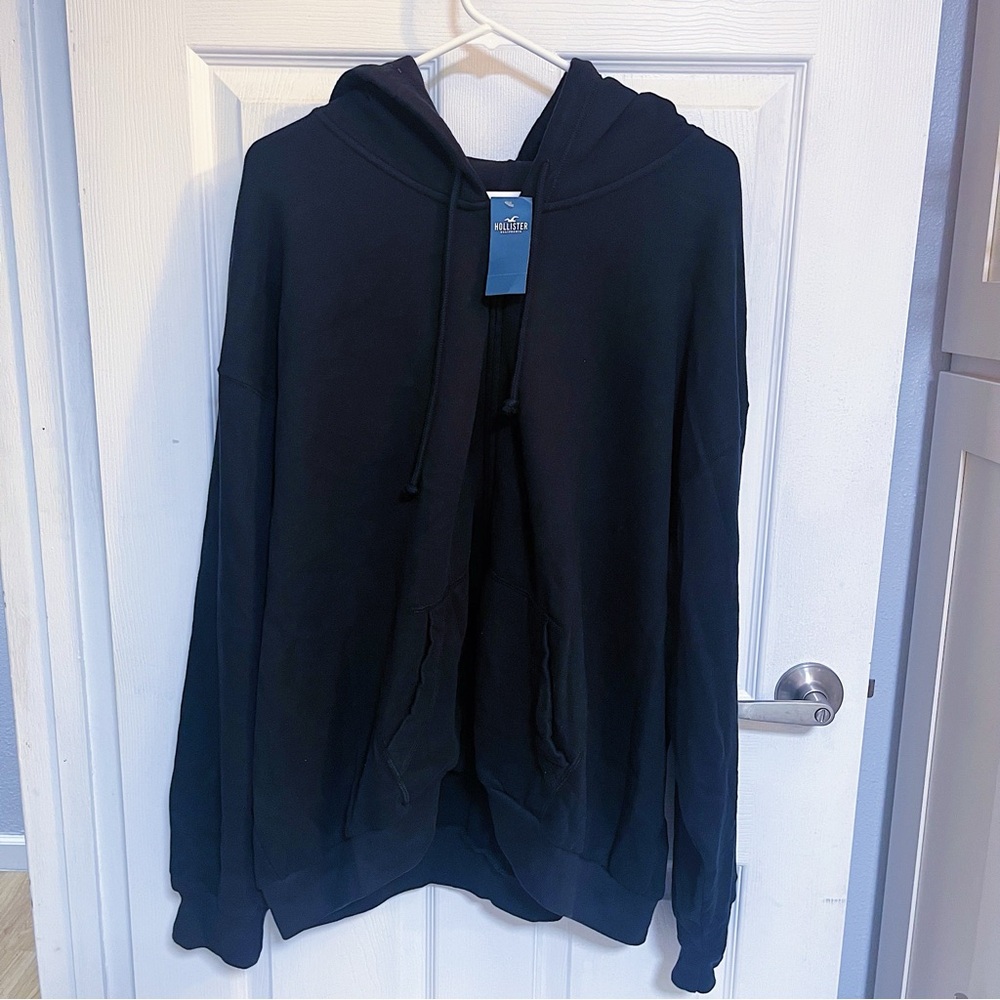 NWT 🖤 Hollister Oversized Black Zip Up Jacket Hoodie